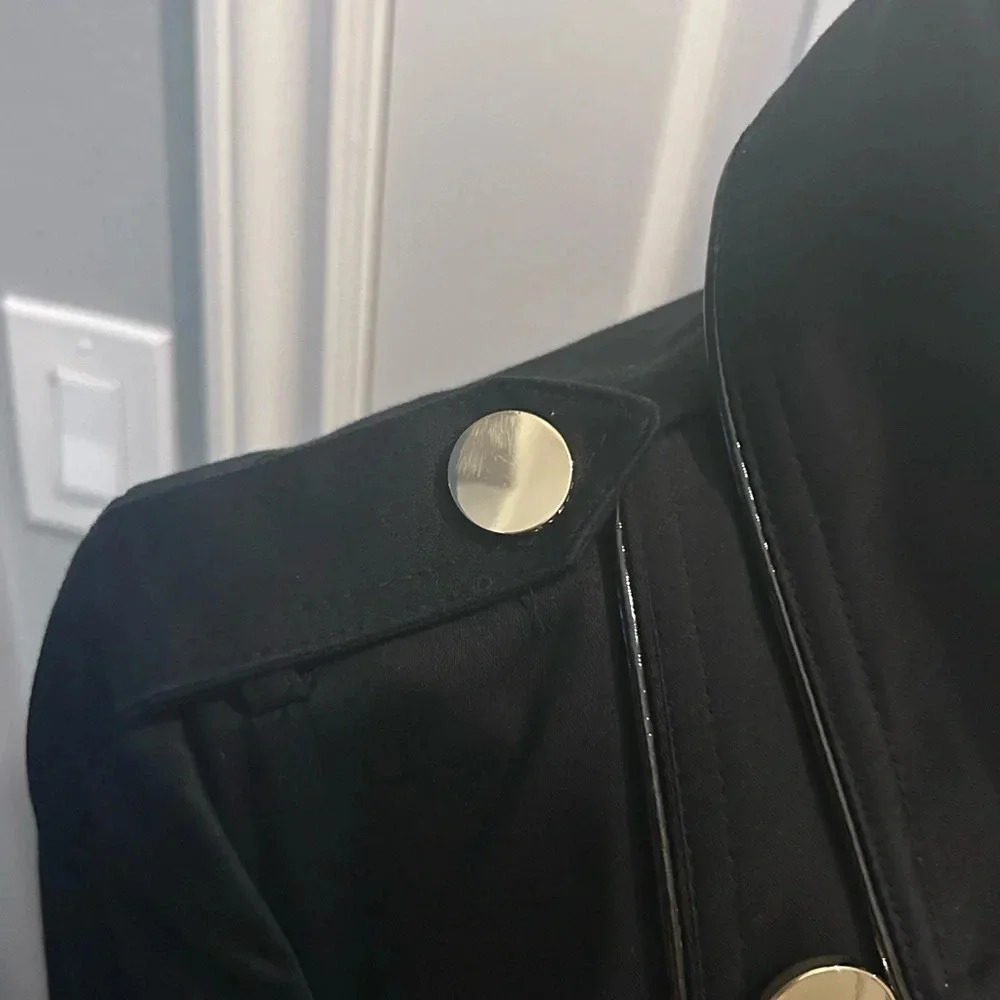 🖤”Guess” Women’s Black Mid Length Military Style Belted Jacket Size XS💛 - Picture 6 of 16